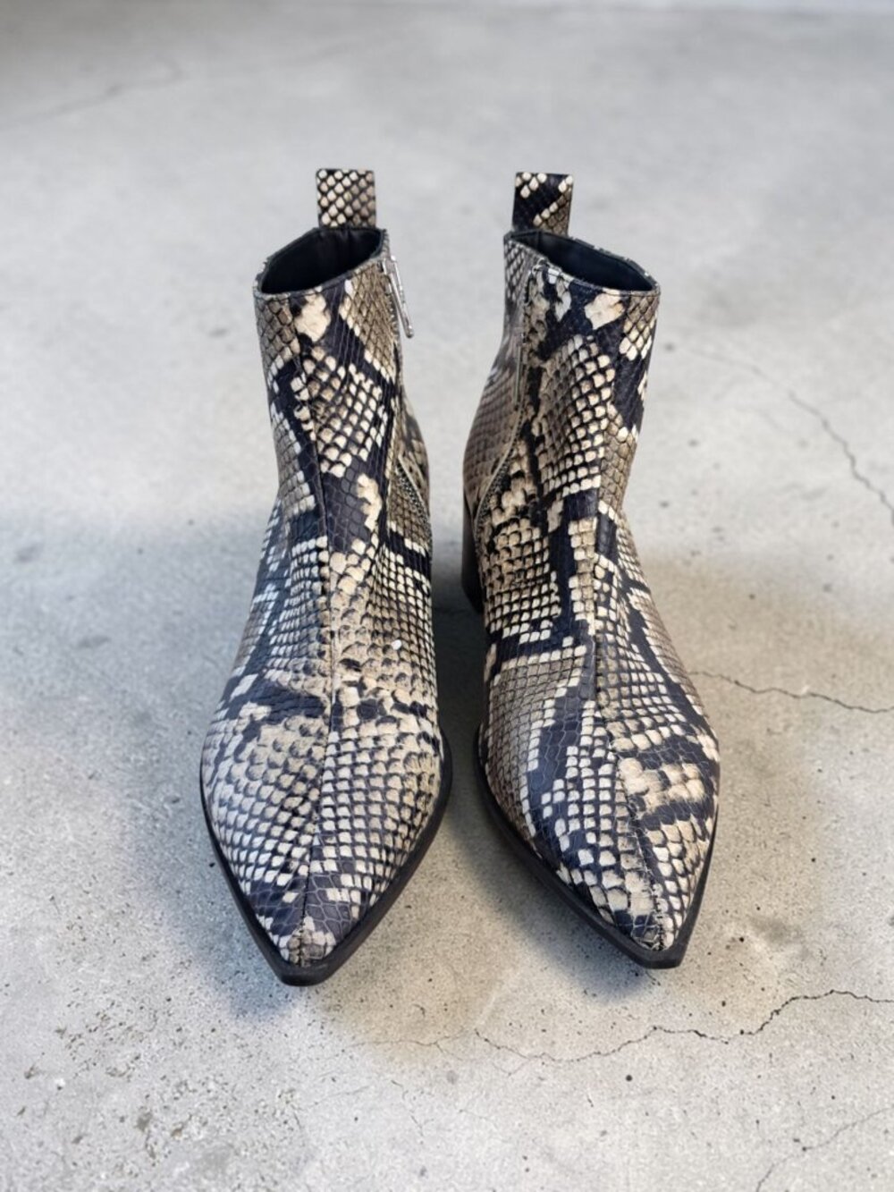 Everlane Boss Boots Snakeskin Print Leather Pointed Toe Women's 6.5 Shoes Gift